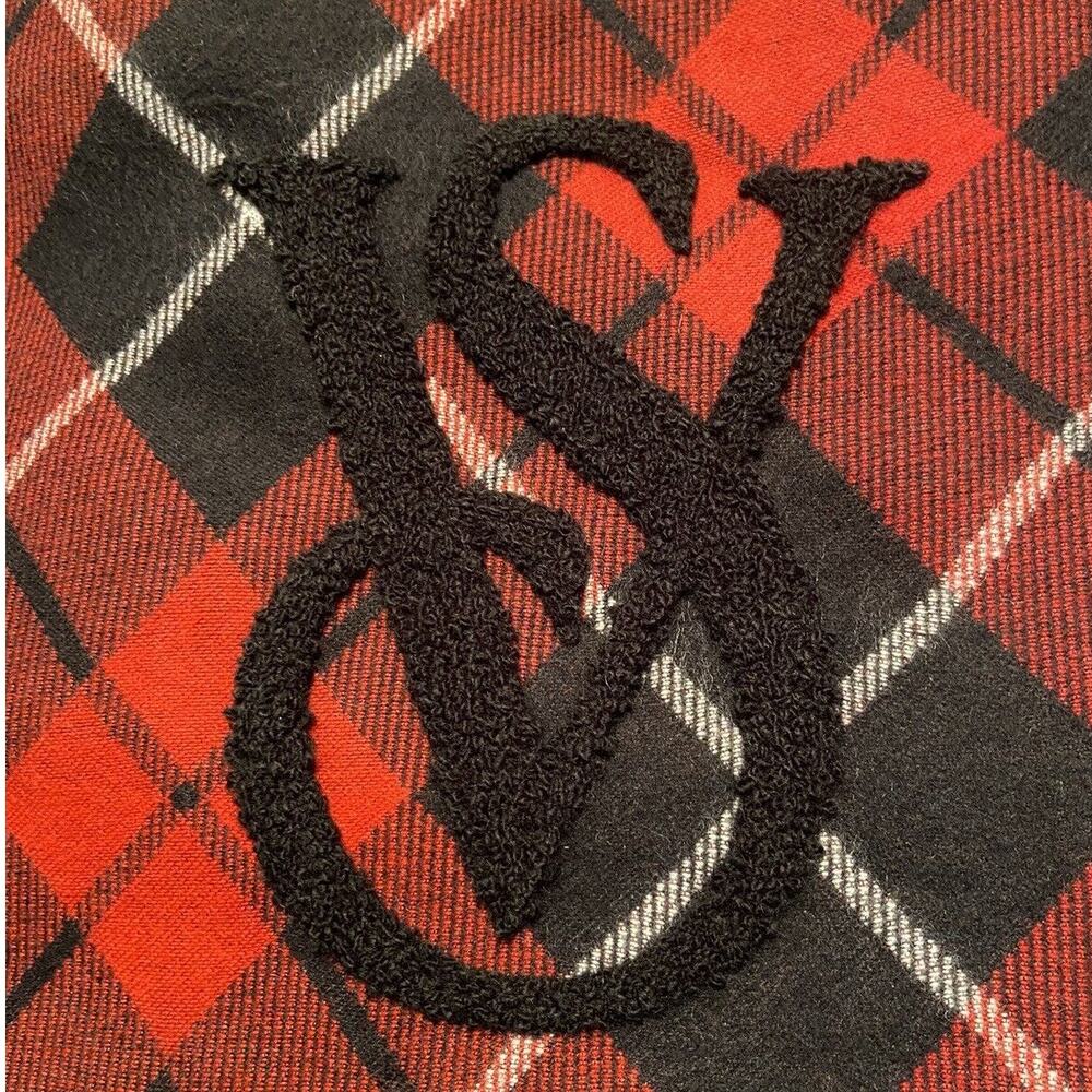 Victoria's Secret Weekender Tote Bag Women's Red Flannel Plaid Emboidered Logo